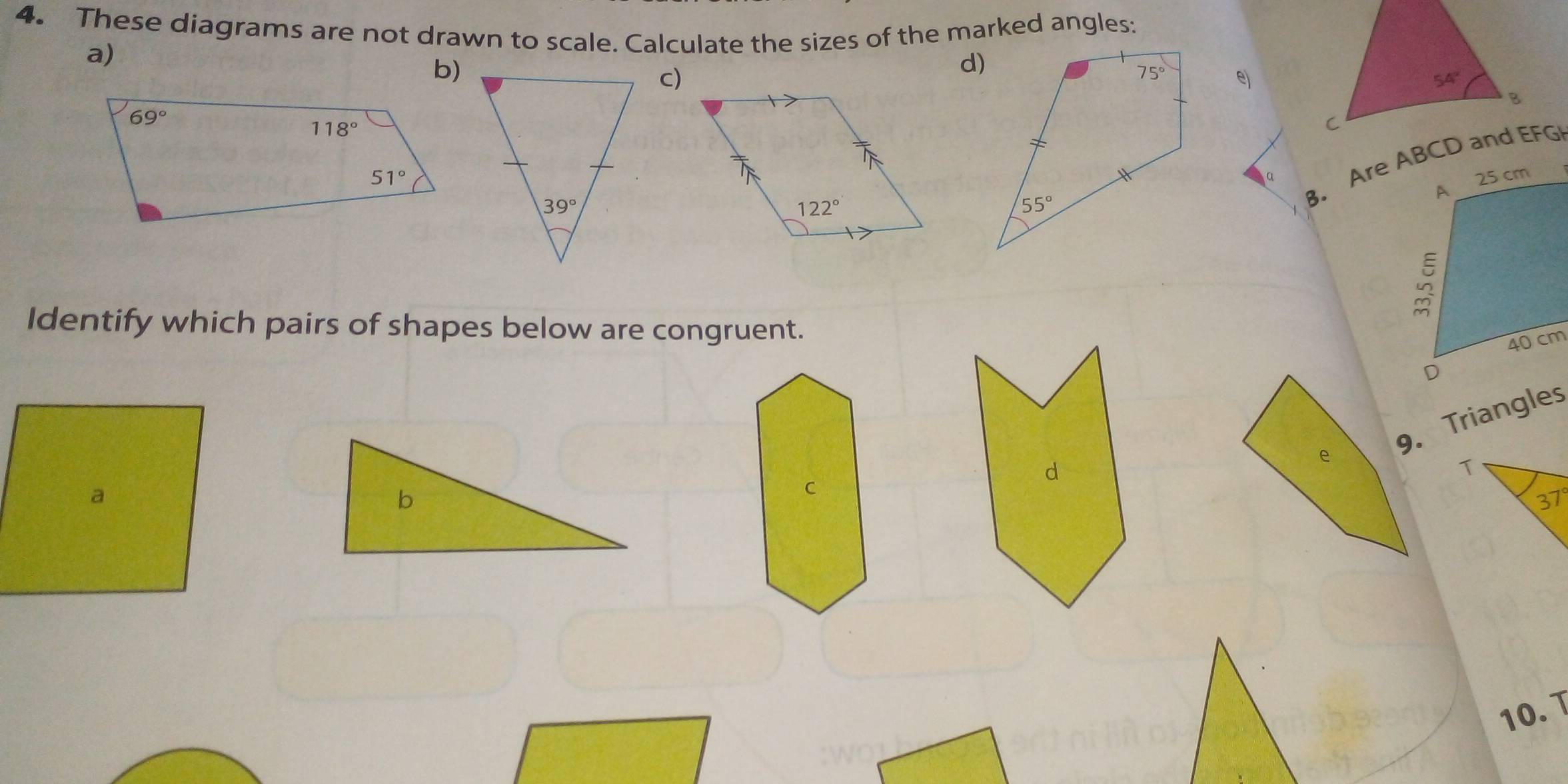 Solved: These diagrams are not drawn to scale. Calculate the sizes of ...