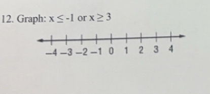 Graph: x≤ -1 or x≥ 3