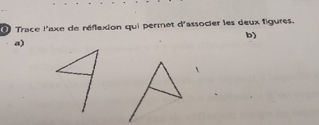 Trace l'axe de réflexion qui permet d'associer les deux figures, 
b) 
a)