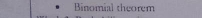 Binomial theorem