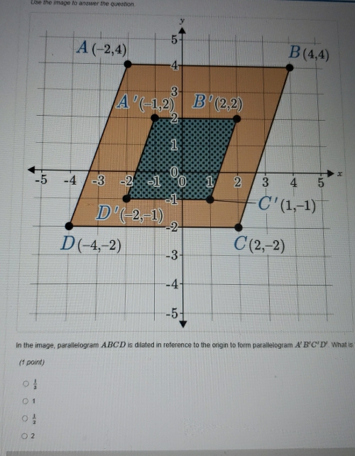 Use the image to answer the question.
x
I What is
(1 point)
 1/3 
1
 1/2 
2