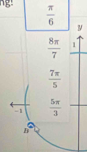 ng!
 π /6 
y
 8π /7  1
 7π /5 
-1  5π /3 
B