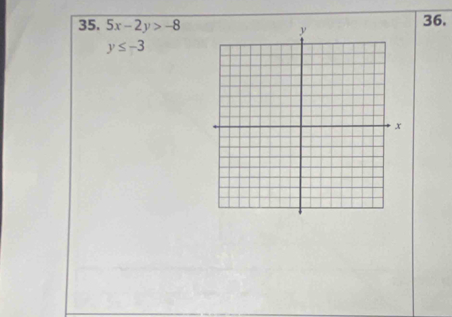 5x-2y>-8 36.
y≤ -3