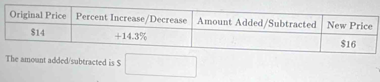 The amount added/subtracted is S □