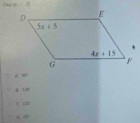 Pid m
A. 93°
6 120
C 125°
D. 70°