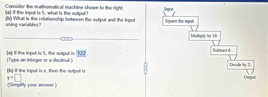 Solved: Consider the mathematical machine shown to the right. Input (a ...