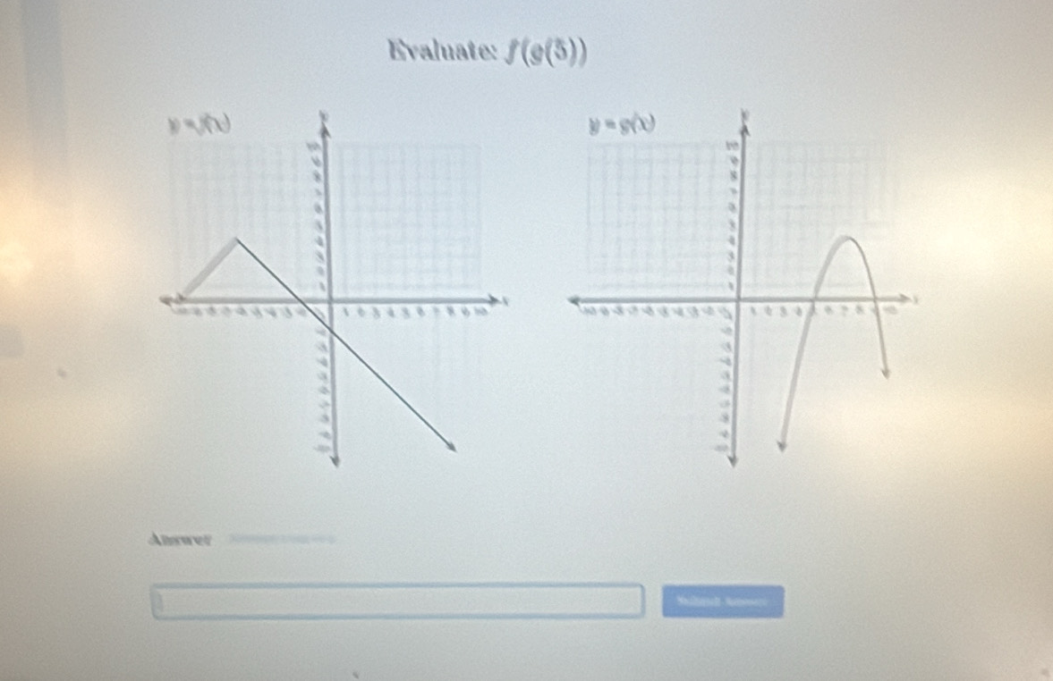 Evaluate: f(g(5))
Alwer