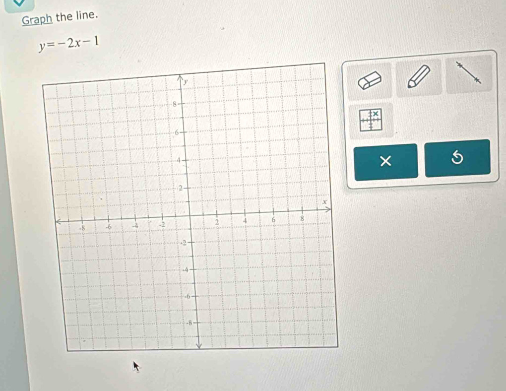 Graph the line.
y=-2x-1
× 
S