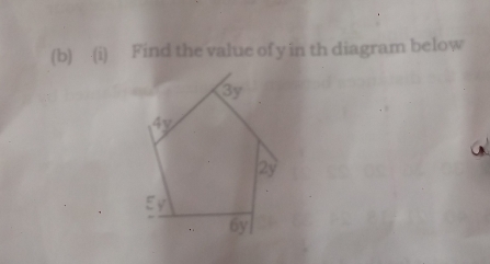 Find the value of y in th diagram below