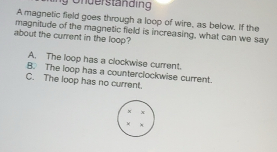 Solved: ing Underständing A magnetic field goes through a loop of wire ...