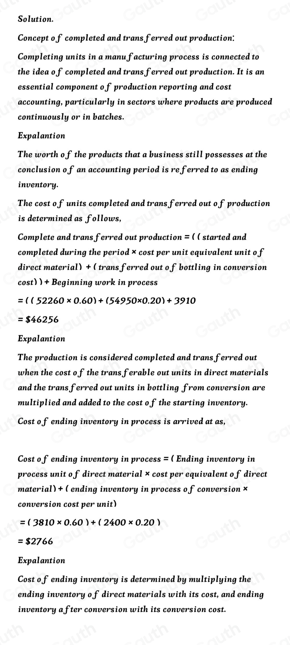 Solved: The cost per equivalent unit of direct materials and conversion ...