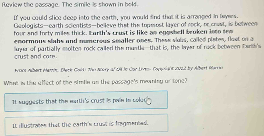 Solved: Review the passage. The simile is shown in bold. If you could ...