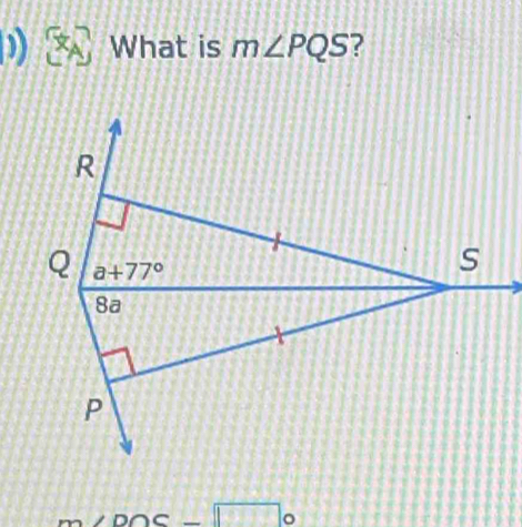 ) What is m∠ PQS ?
_  ∠ DOC=□°