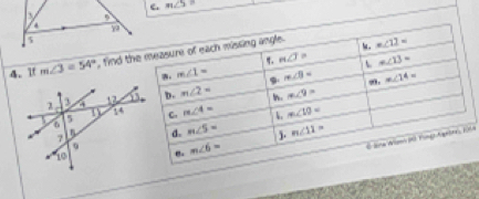 m∠ 5=
4、 1f m∠ 3=54° , find th
le