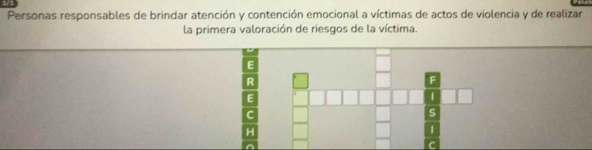 Personas responsables de brindar atención y contención emocional a víctimas de actos de violencia y de realizar 
la primera valoración de riesgos de la víctima.