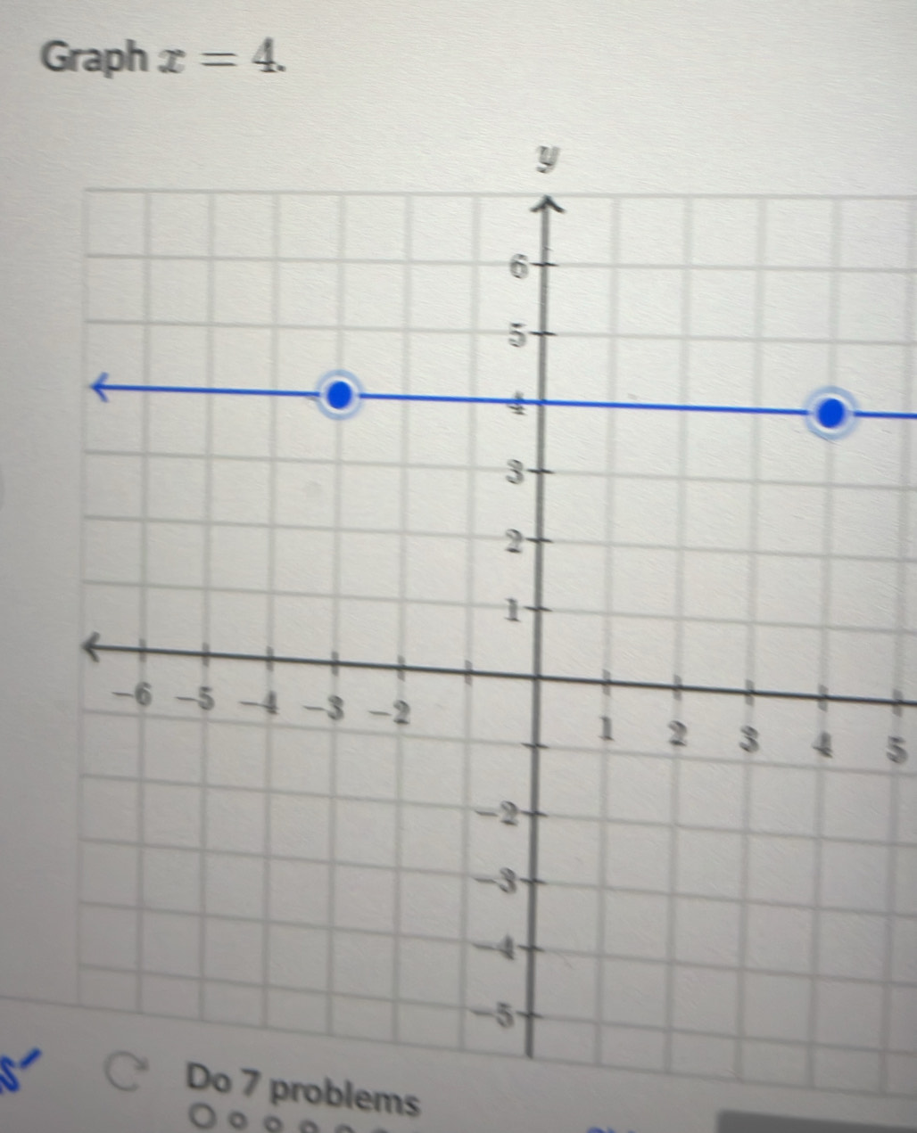 Graph x=4. 
5 
Do 7 problems