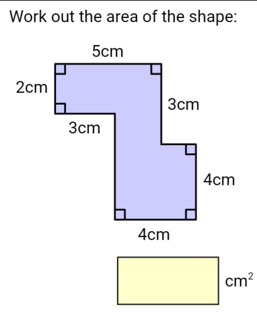 Work out the area of the shape: