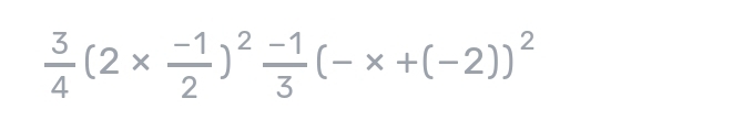  3/4 (2*  (-1)/2 )^2 (-1)/3 (-x+(-2))^2