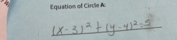 Equation of Circle A : 
_