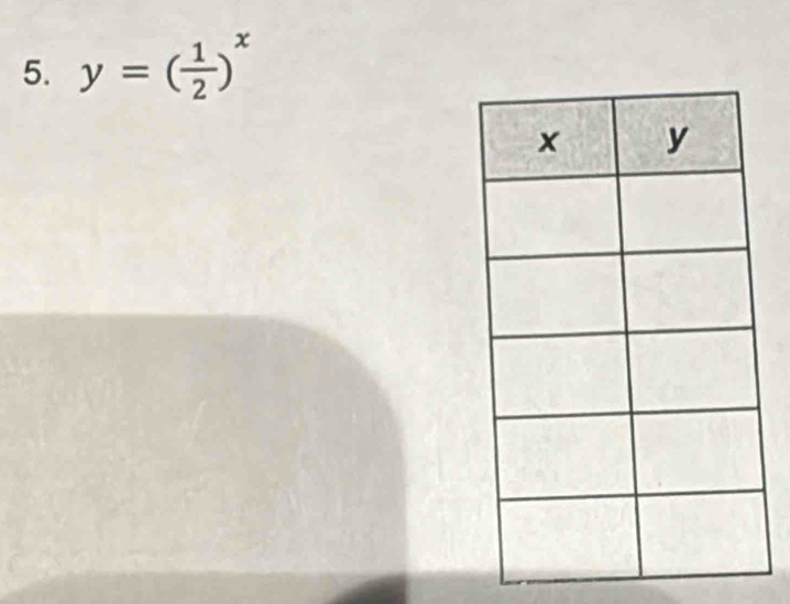 y=( 1/2 )^x