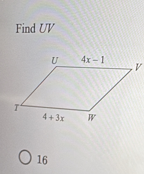 Find UV
16