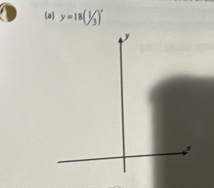 y=18(^1/_3)^x
y
x