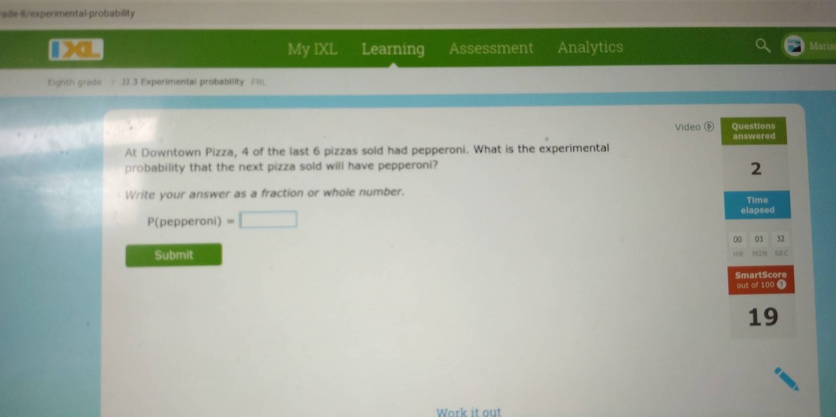Solved: ade 8/experimental-probability 1L My IXL Learning Assessment ...