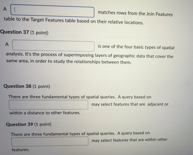 Solved: A matches rows from the Join Features table to the Target ...