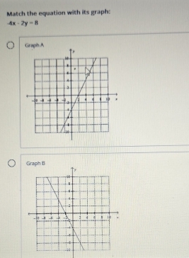 Match the equation with its graph:
-4x-2y=8
a