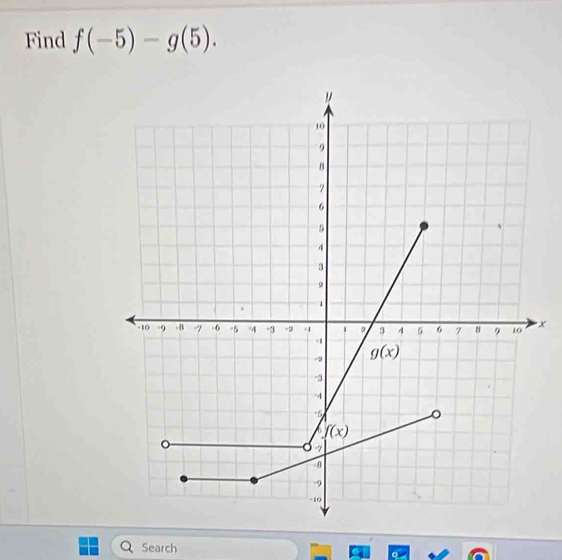 Find f(-5)-g(5).
x
Search