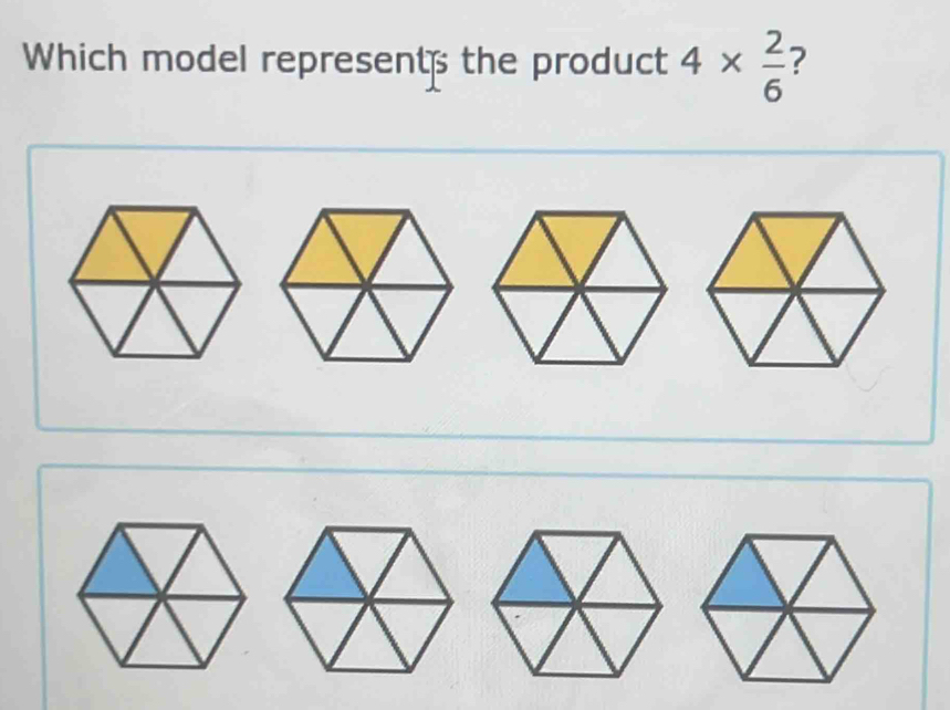 Which model represents the product 4*  2/6  ?