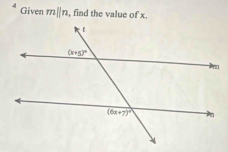 Given m||n , find the value of x.