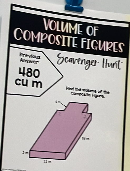 Volume oF 
COMPOSITE FIGURES 
Previous 
Answer: a 
Hurl
480
cu m Find the volume of the 
composite figure.