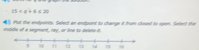 15
Plot the endpoints. Select an endpoint to change it from closed to open. Select the 
middle of a segment, ray, or line to delete it.