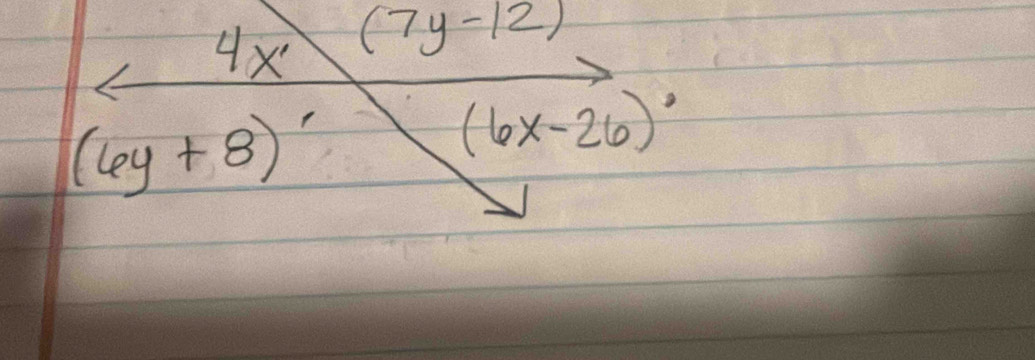 4x (7y-12)
(6y+8)
(6x-26)^circ 