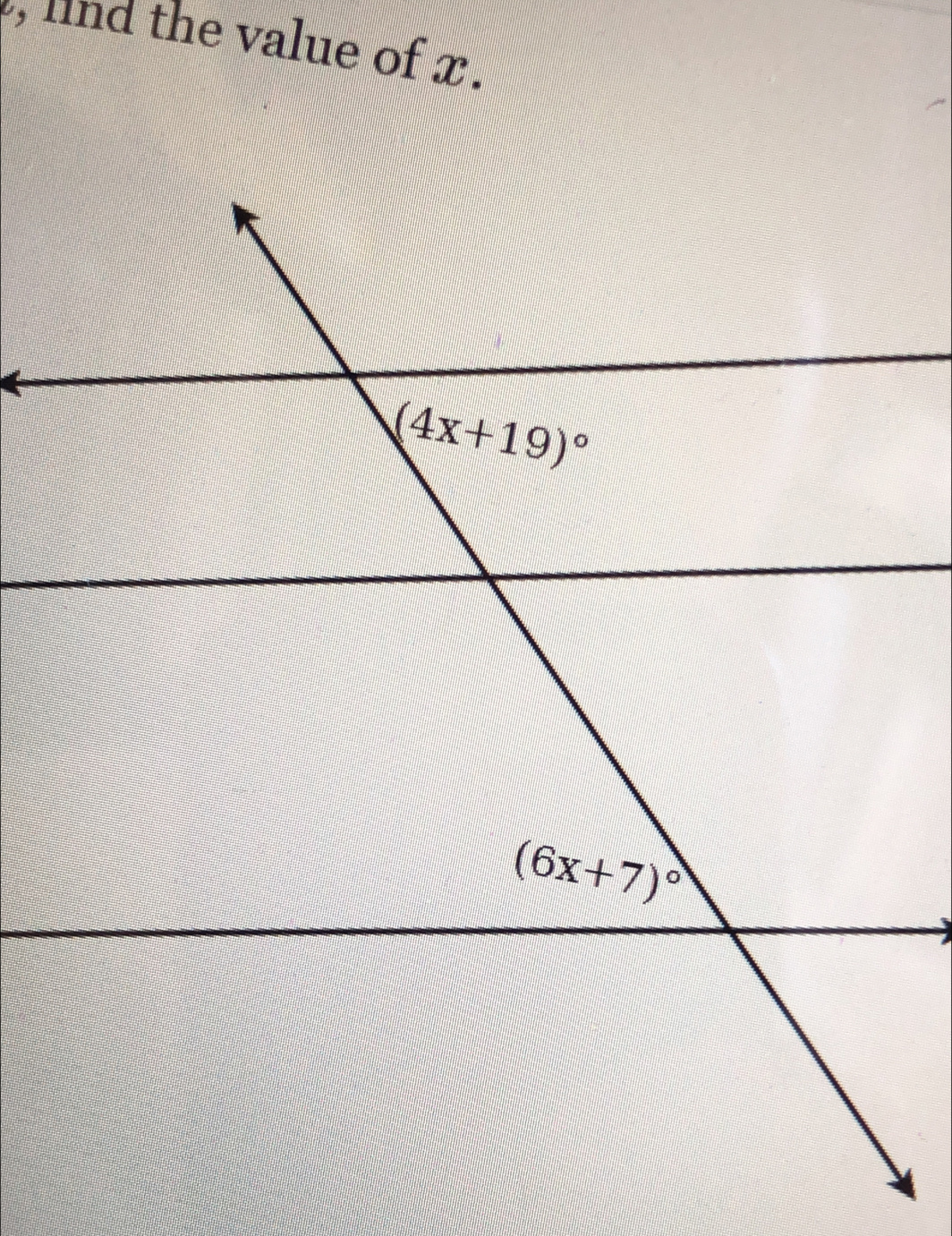 lind the value of x.