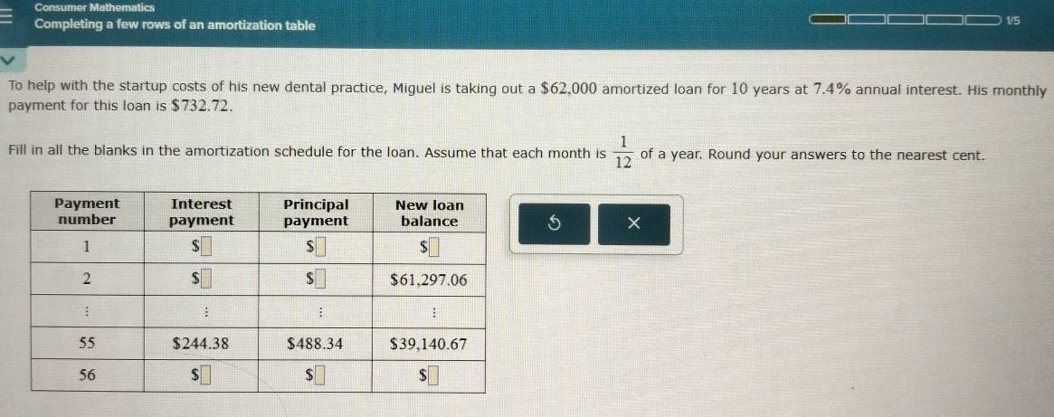 Solved: Consumer Mathematics Completing a few rows of an amortization ...