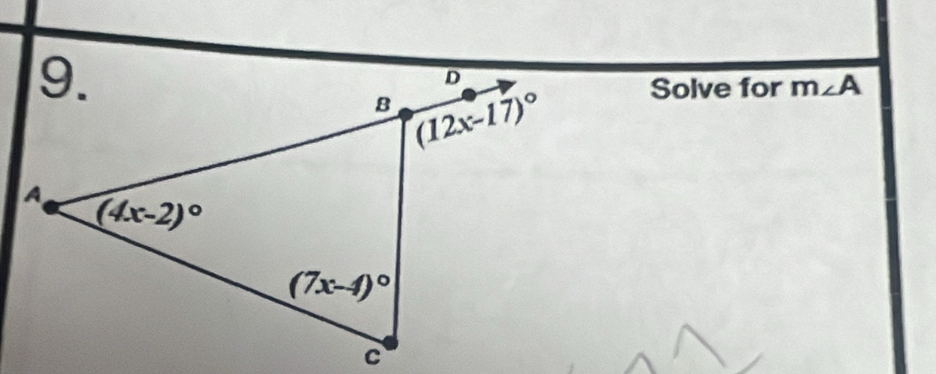 Solve for m∠ A