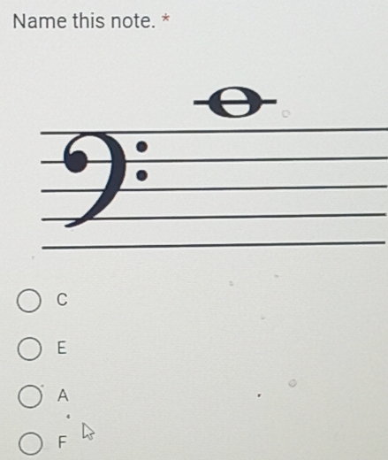 Name this note. *
C
E
A
F