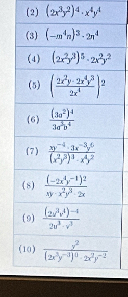 (2) (2x^3y^2)^4· x^4y^4