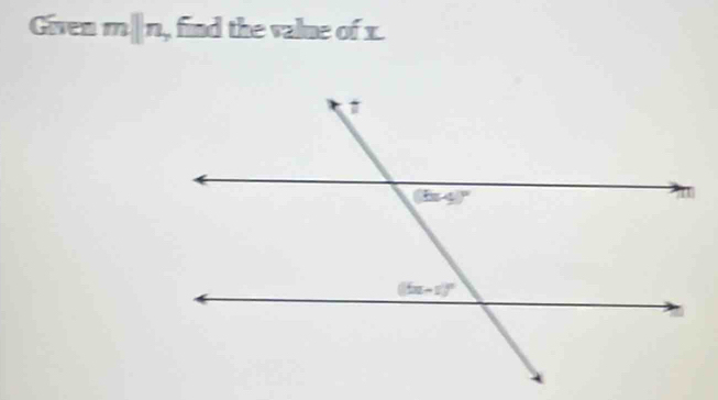 Given mparallel n find the valne of x.