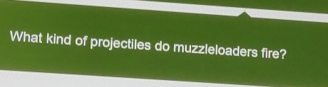 What kind of projectiles do muzzleloaders fire?