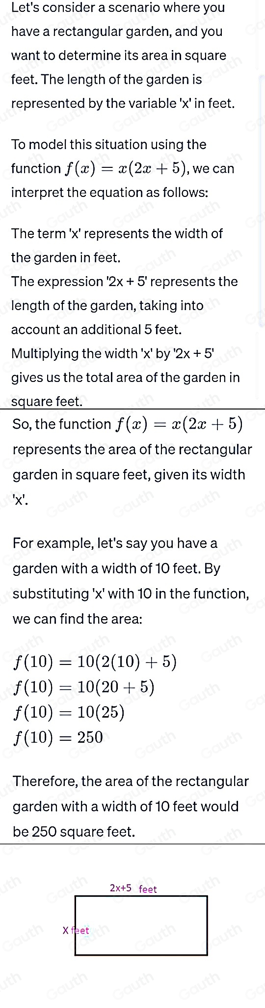 Solved: Describe a situation with an output of area in square feet that ...