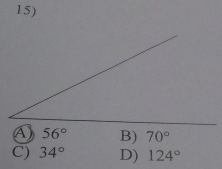 ④ 56° B) 70°
C) 34° D) 124°