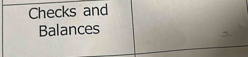 Checks and 
Balances
