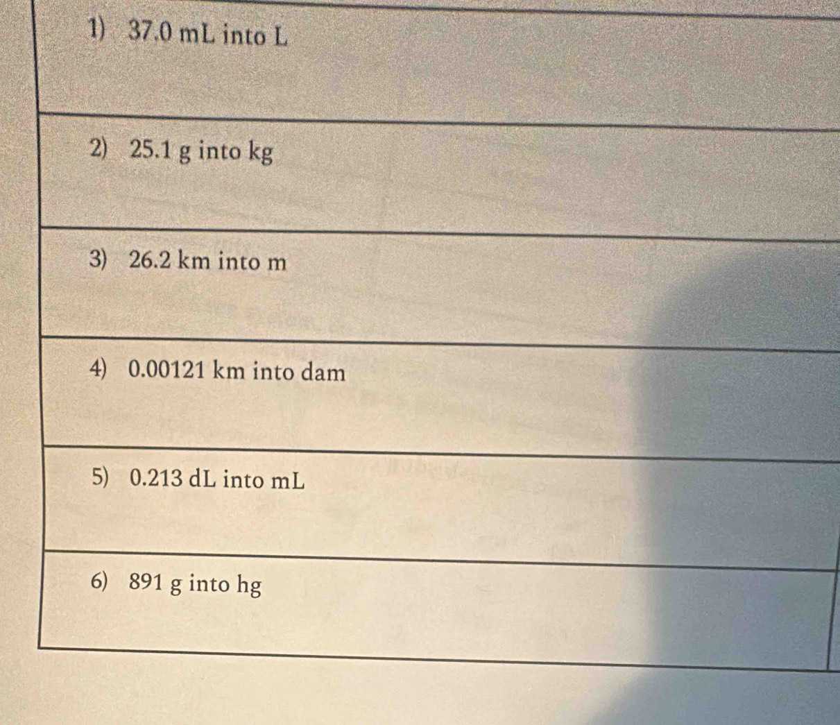 37.0 mL into L