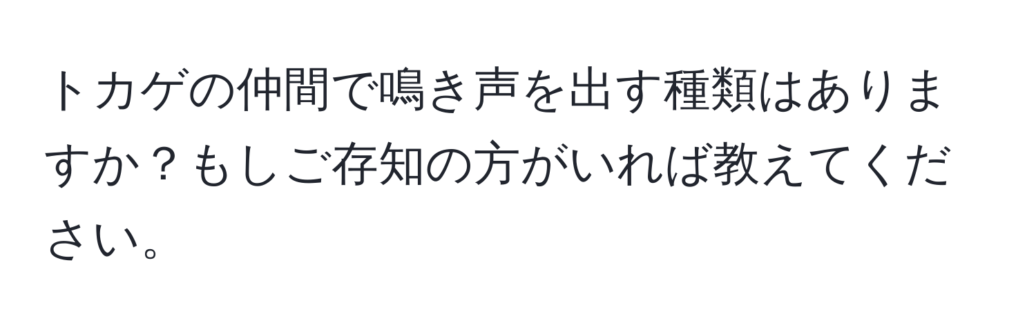 トカゲの仲間で鳴き声を出す種類はありますか？もしご存知の方がいれば教えてください。