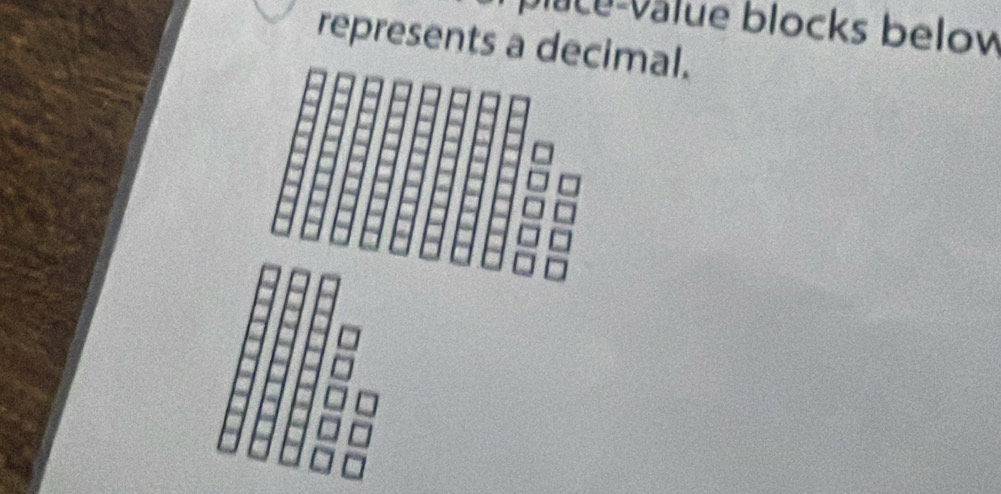 Vace-value blocks below 
represents a decimal.