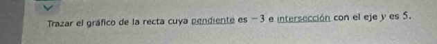 Trazar el gráfico de la recta cuya pendiente es −3 e intersección con el eje y es 5.