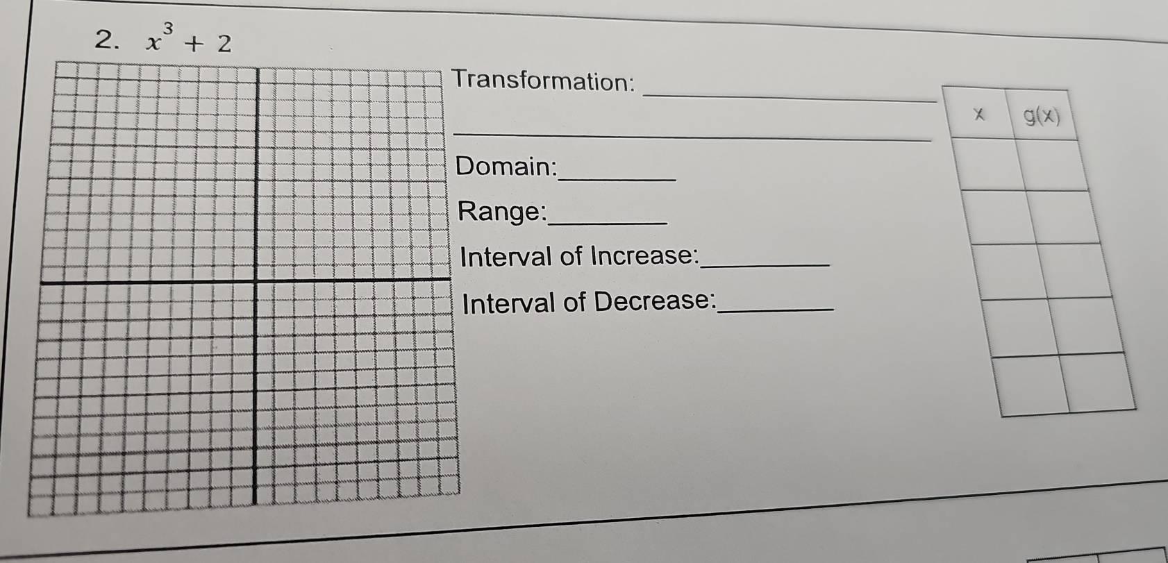 x^3+2
_
nsformation:
_
_
omain:
ange:_
terval of Increase:_
terval of Decrease:_